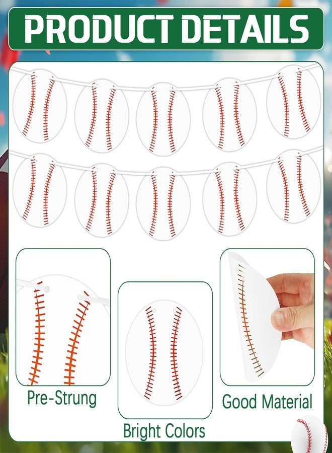 MARFOREVER Pre-Strung 6 Pieces Baseball Banner Baseball Party Decorations, Base Ball Paper Garland Bunting Decor for Sports Theme Birthday Baby Shower Party Supplies Favors - Image 4